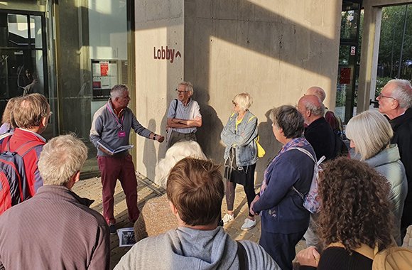 Image of a group being shown around Park Hill flats